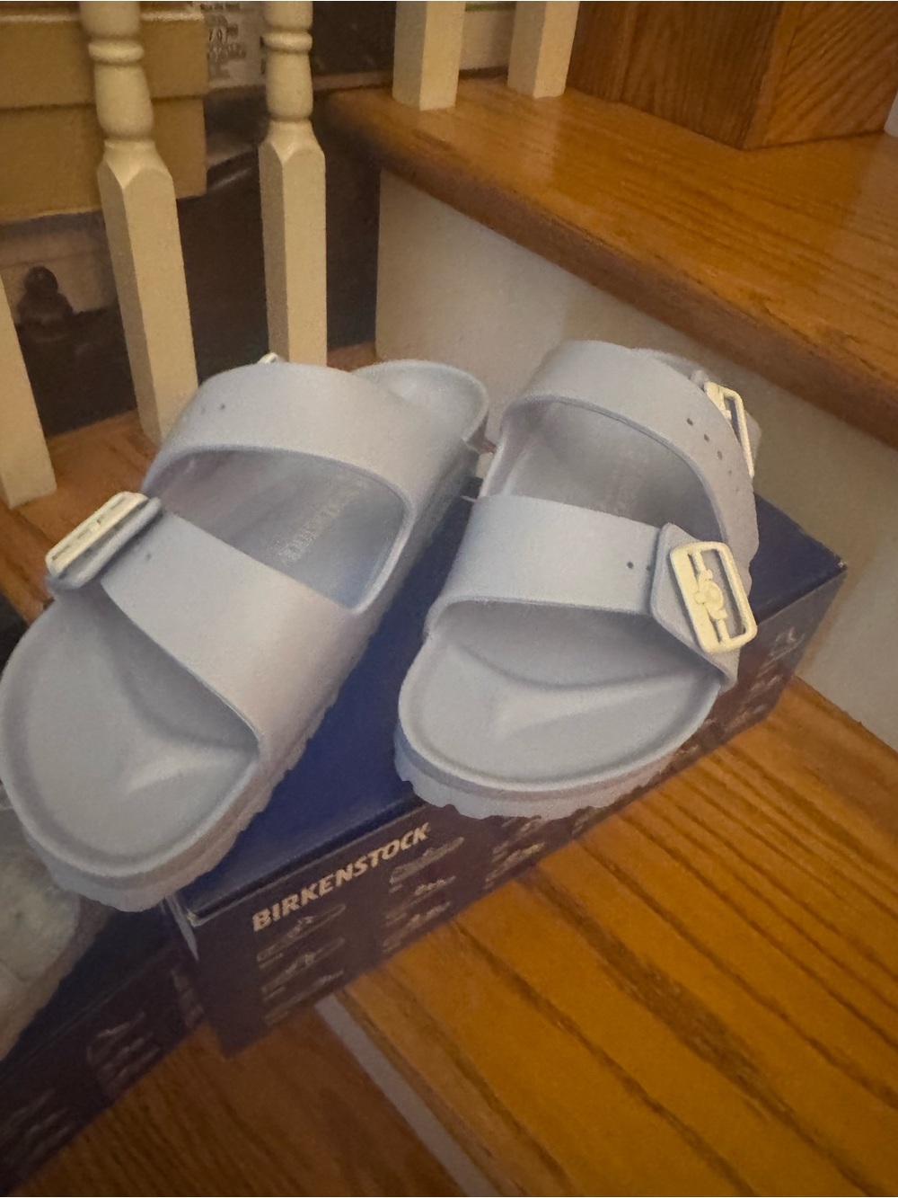 Birkenstock EVA Arizona Slide Sandals in Soft Blue EU41, W10, M8
